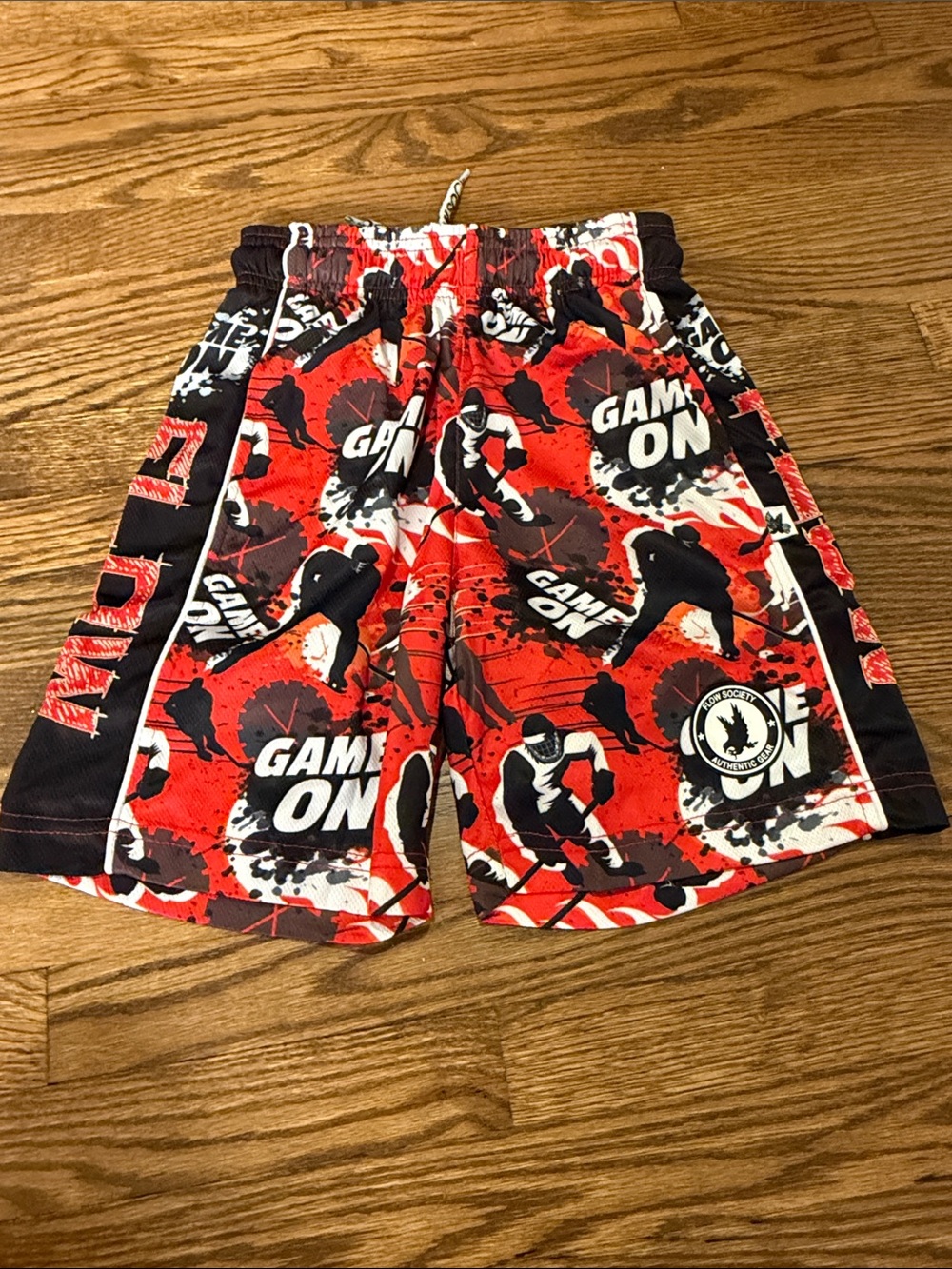 Flow Society Red, Black & White 'Game On' Hockey Athletic Shorts Size Small
